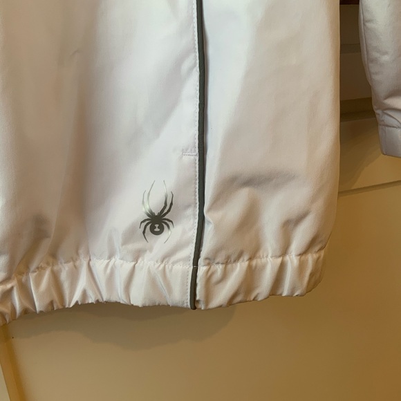 Spyder White Windbreaker Jacket with Hood - Picture 5 of 13